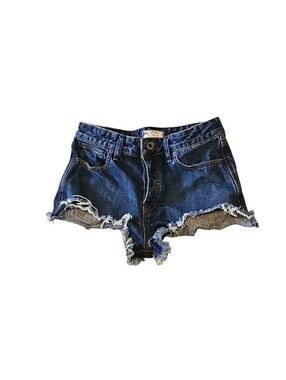 Denim Frayed Hem Women’s Short - Blue Distressed Free People Size 27